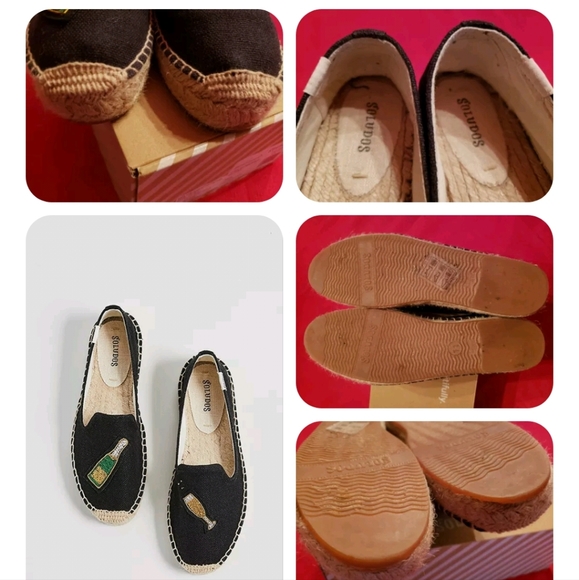 Soludos Cheers Smoking Slipper Black Women's 11 Champagne Espadrilles in Box - Picture 2 of 4